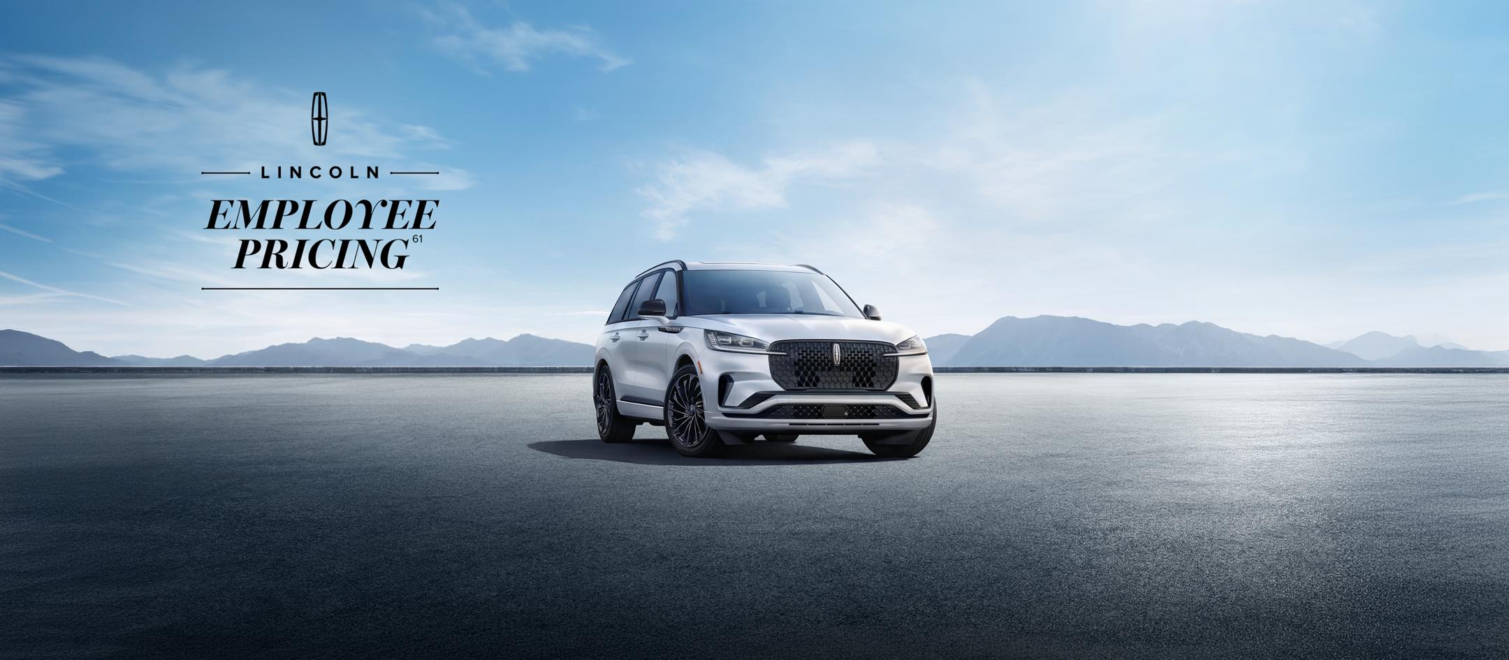 Lincoln Employee Pricing61. Lincoln Aviator shown with mountains visible in the background.
