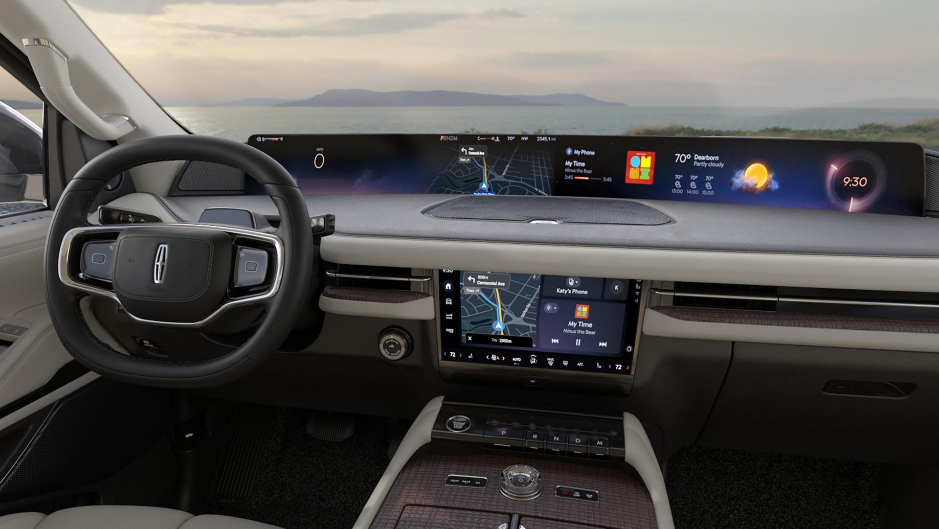 The 48" wide panoramic display inside a Lincoln Navigator® SUV