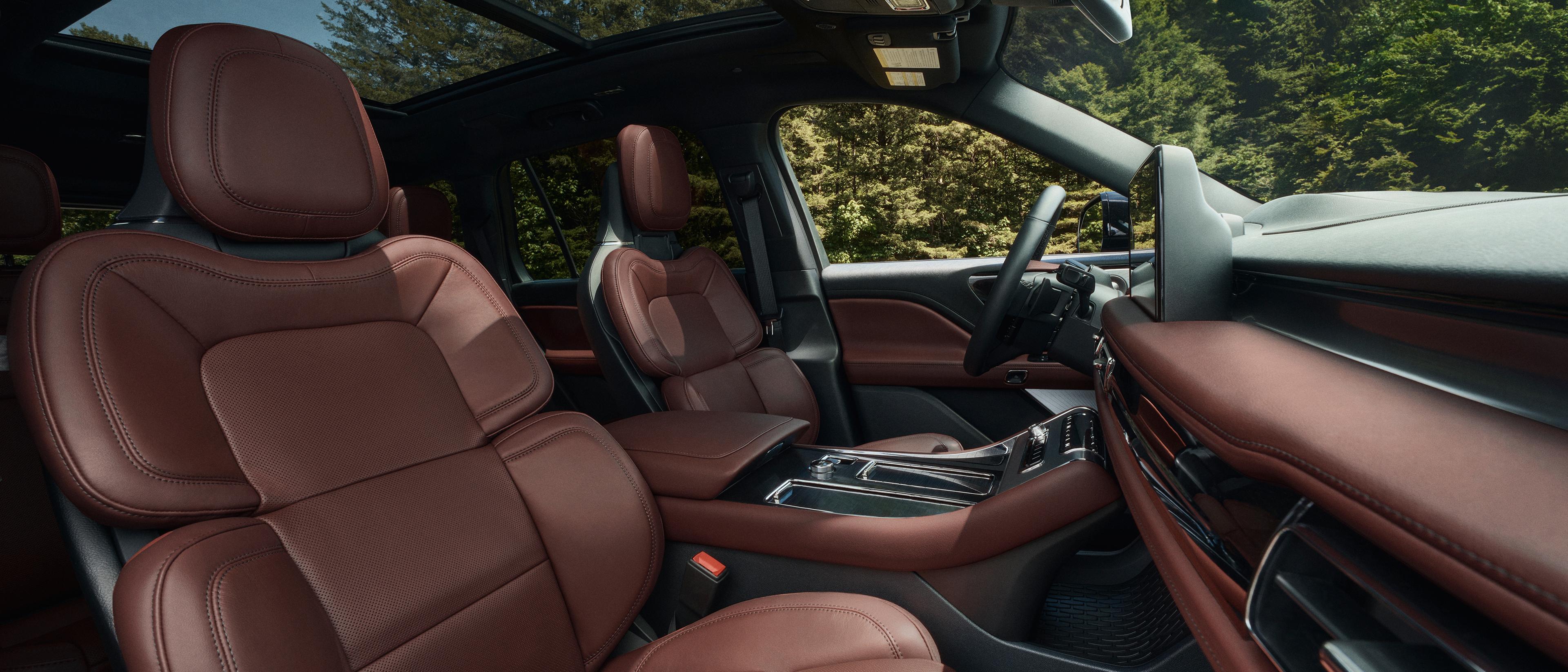 Interior of the 2027 Lincoln Aviator with heated front seats and steering wheel