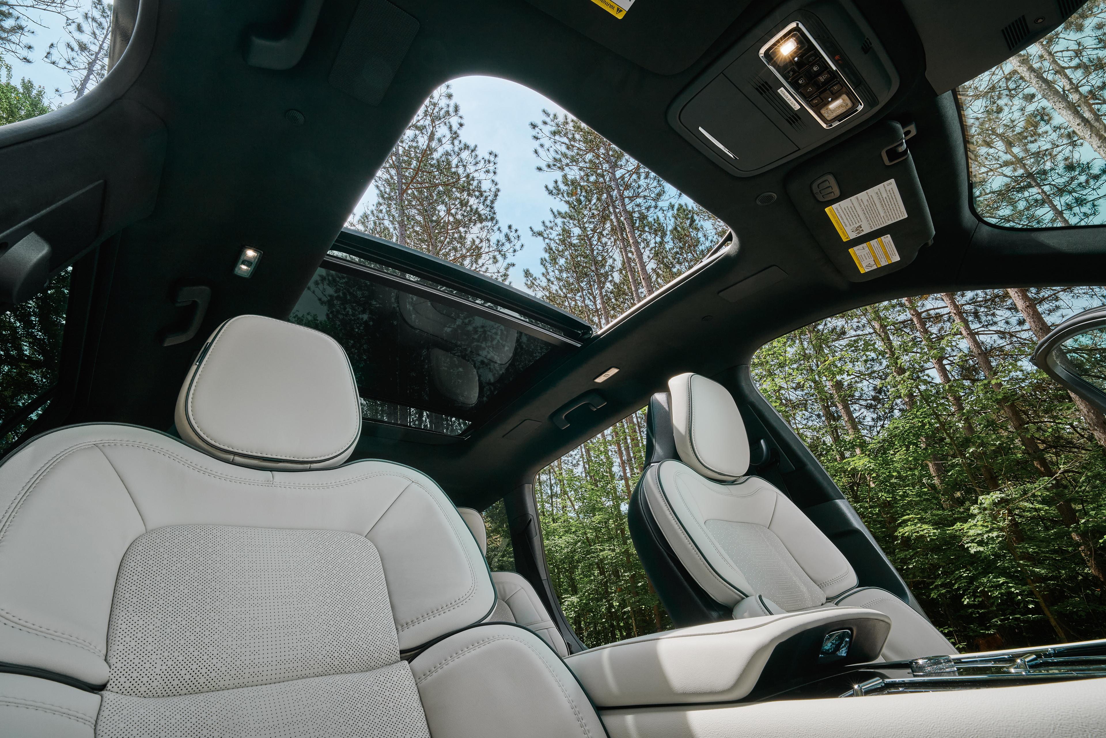 Subtle details of a leather-trimmed seat in a 2027 Lincoln Aviator®