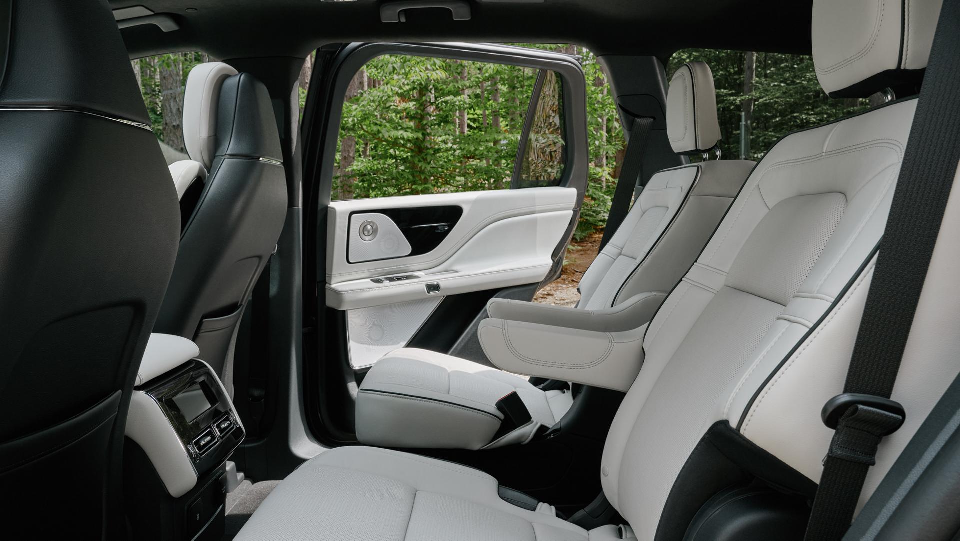 An audio system speaker cover in the door of a 2027 Lincoln Aviator