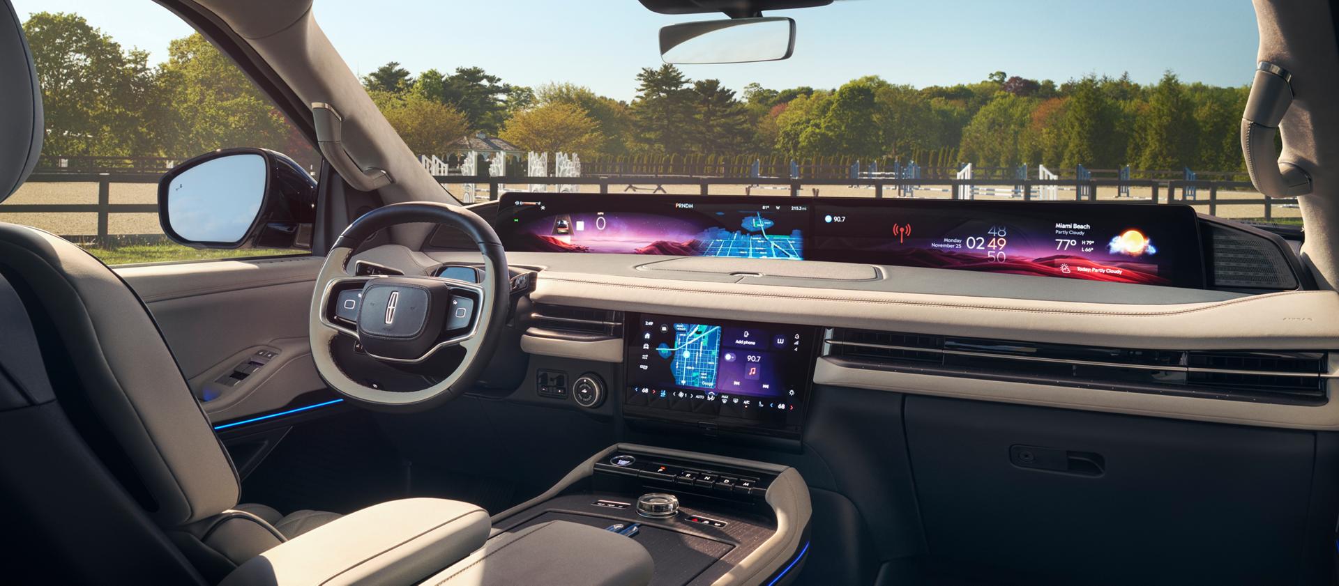 The front interior of a 2026 Lincoln Black Label Navigator® in Atmospheric theme