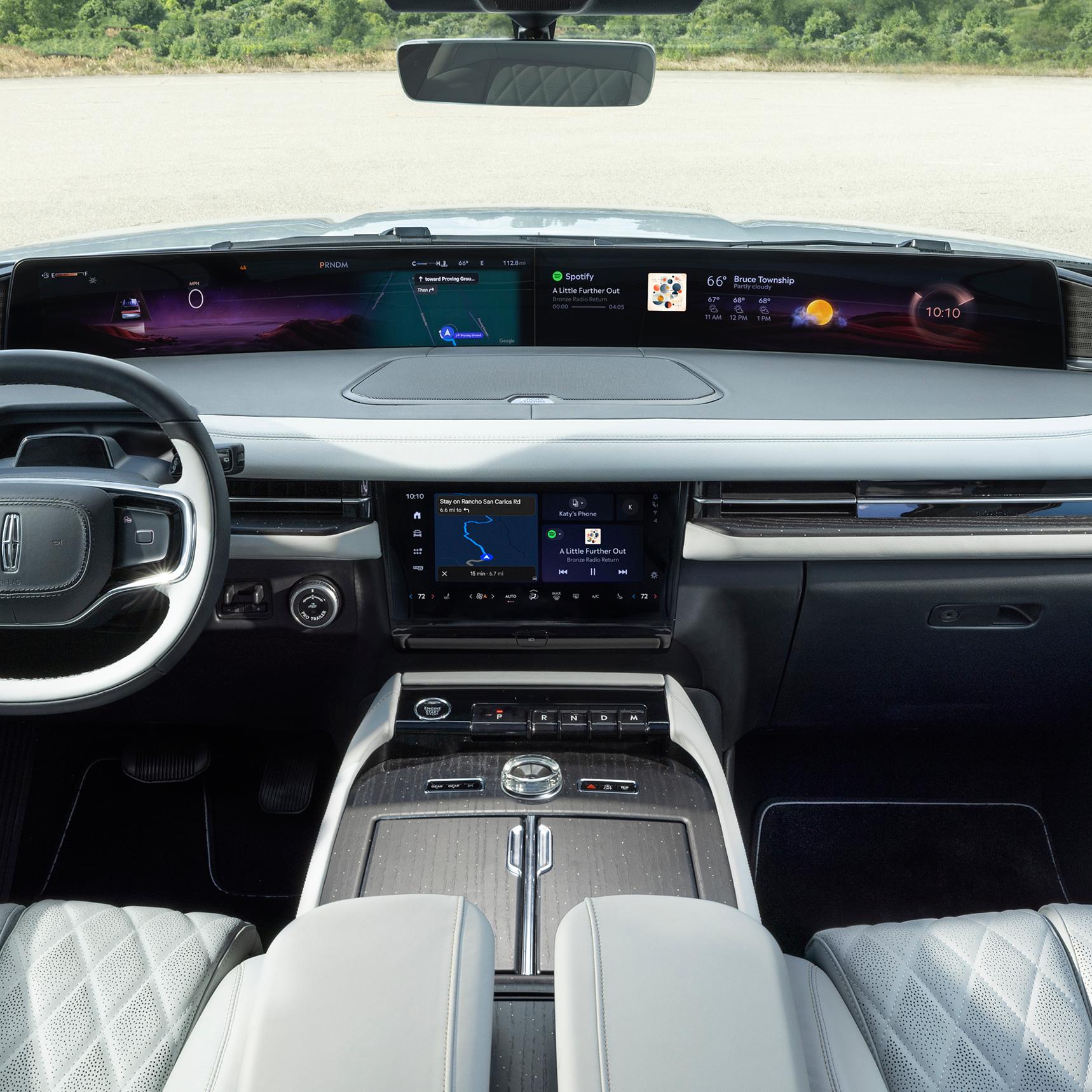 The steering wheel and partial view of the dash of a 2027 Lincoln Navigator® Black Label model