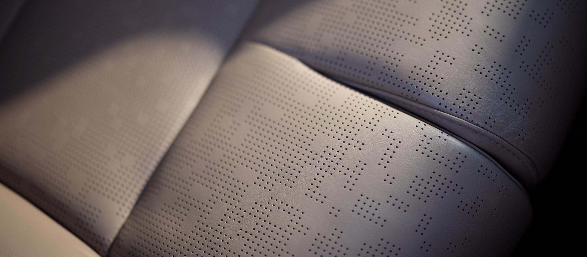A close-up of the Enlighten theme Opulence Leather seating surfaces in a 2027 Lincoln Navigator® Black Label™ model
