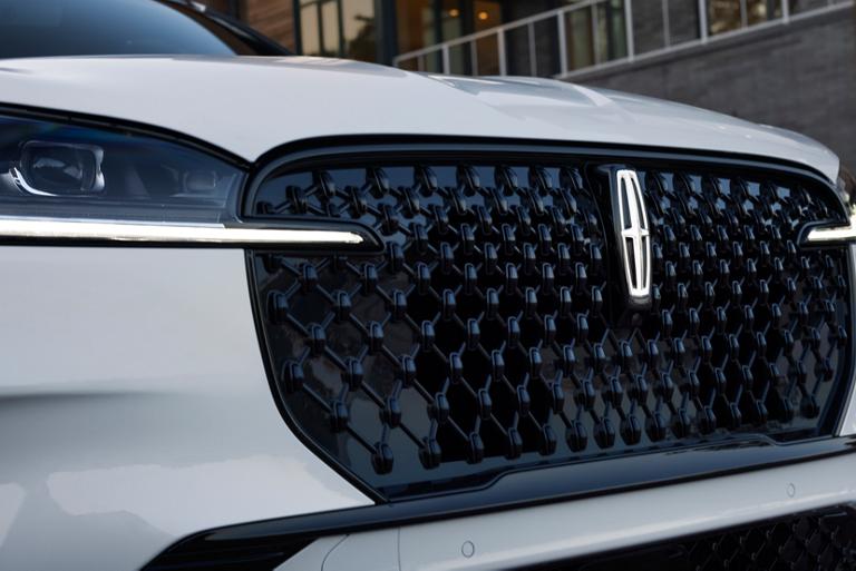 The front grille of a 2026 Lincoln Aviator® SUV is shown
