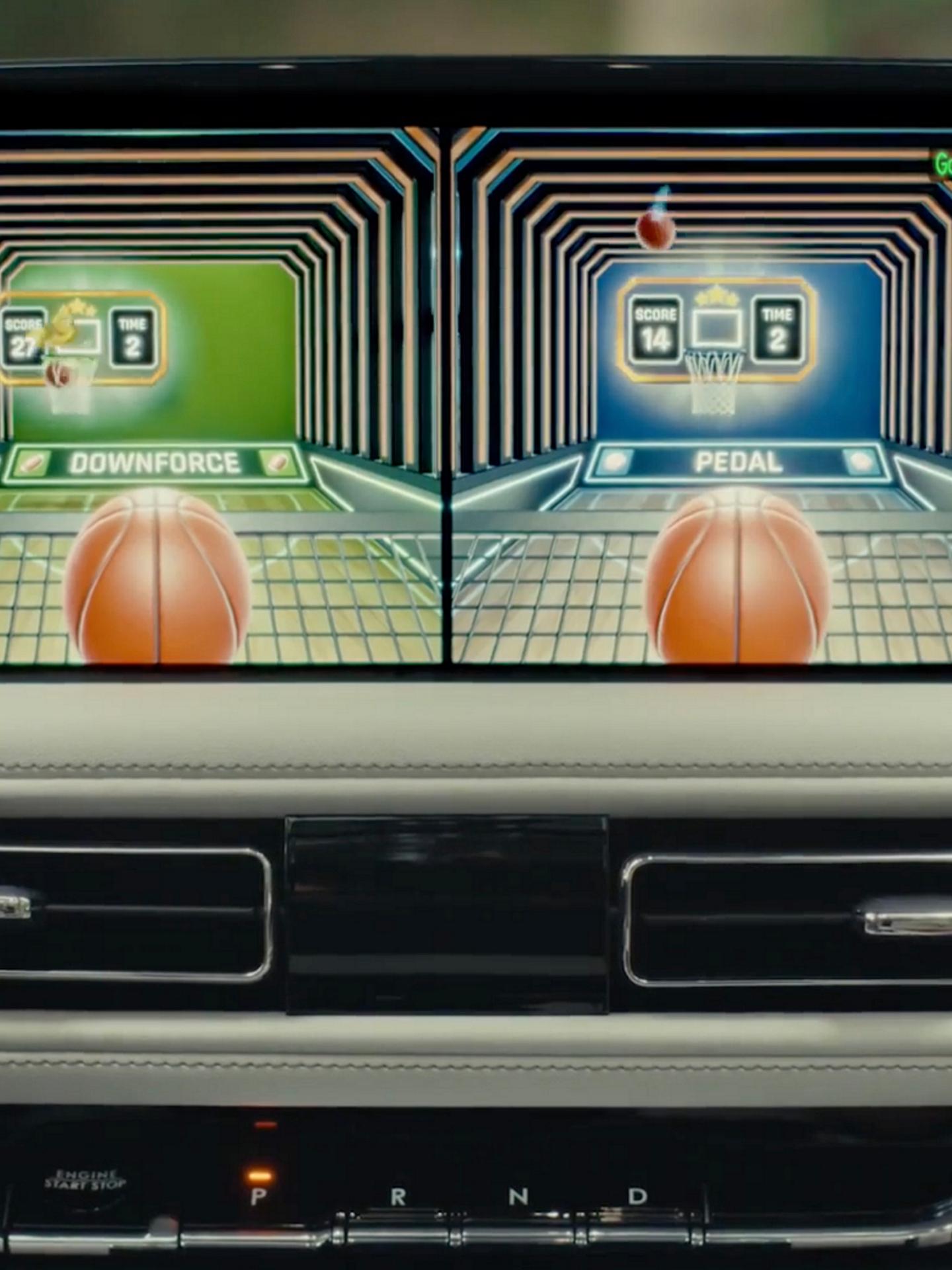 Children enjoy in-vehicle gaming from the second row of a parked 2027 Lincoln Aviator®