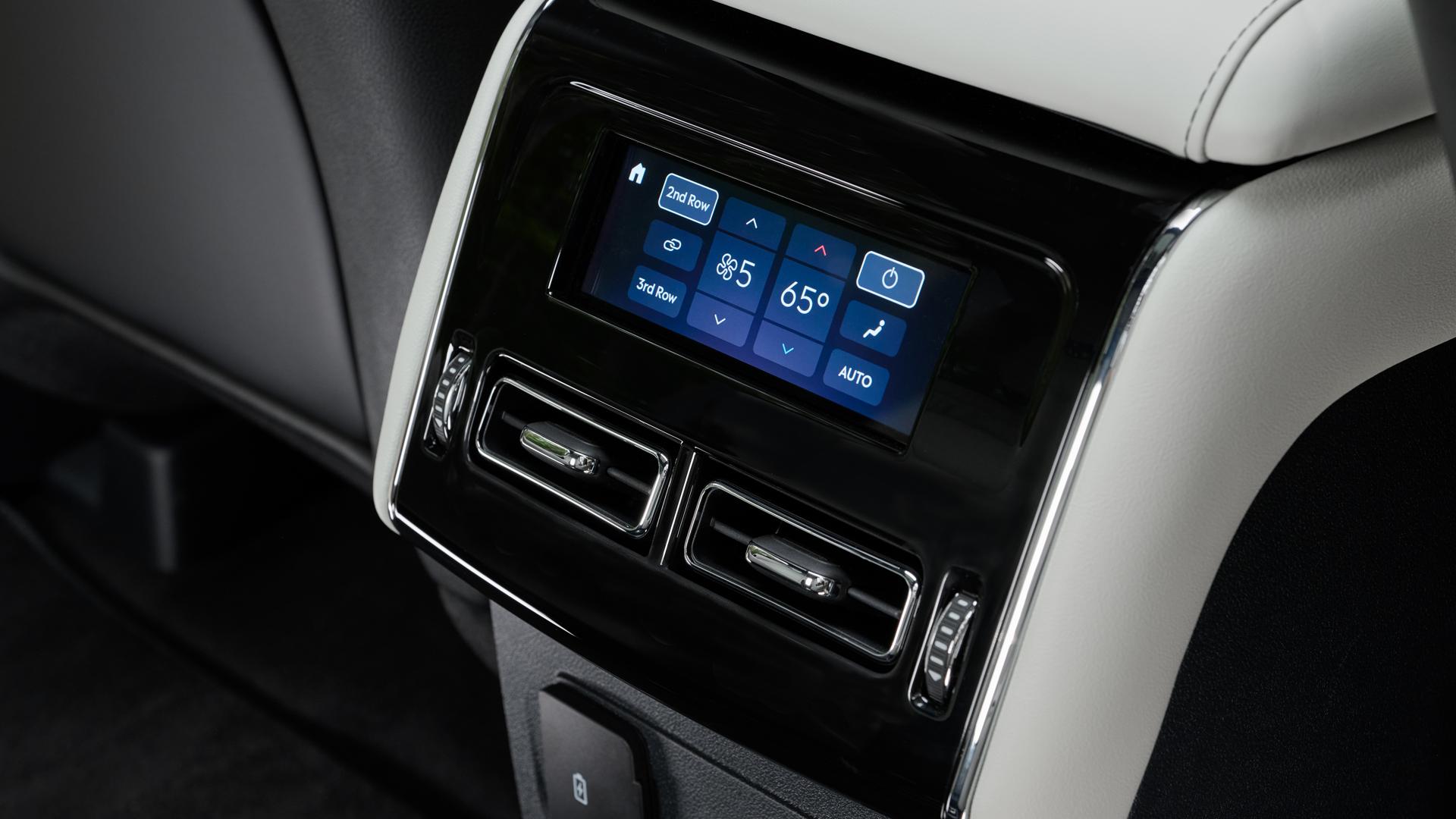 The second-row climate control screen in a 2027 Lincoln Aviator SUV
